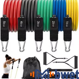 Resistance Bands Set - Exercise Bands with Handles, Door Anchor, Ankle Straps & Carry Bag for Strength Training & Home Workouts